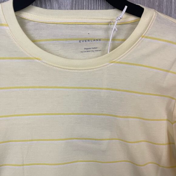 Everlane The Organic Cotton Crew Neck‎ Short Sleeve Shirt in Yellow Stripe S NWT - Picture 5 of 7